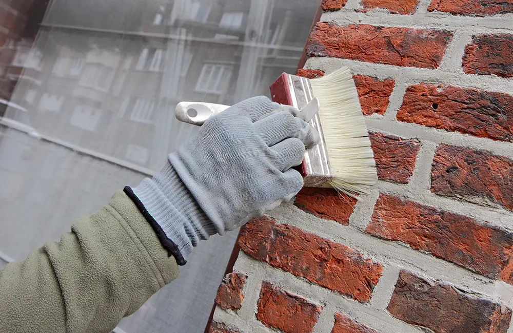 Hydrofuge d'une façade au pinceau